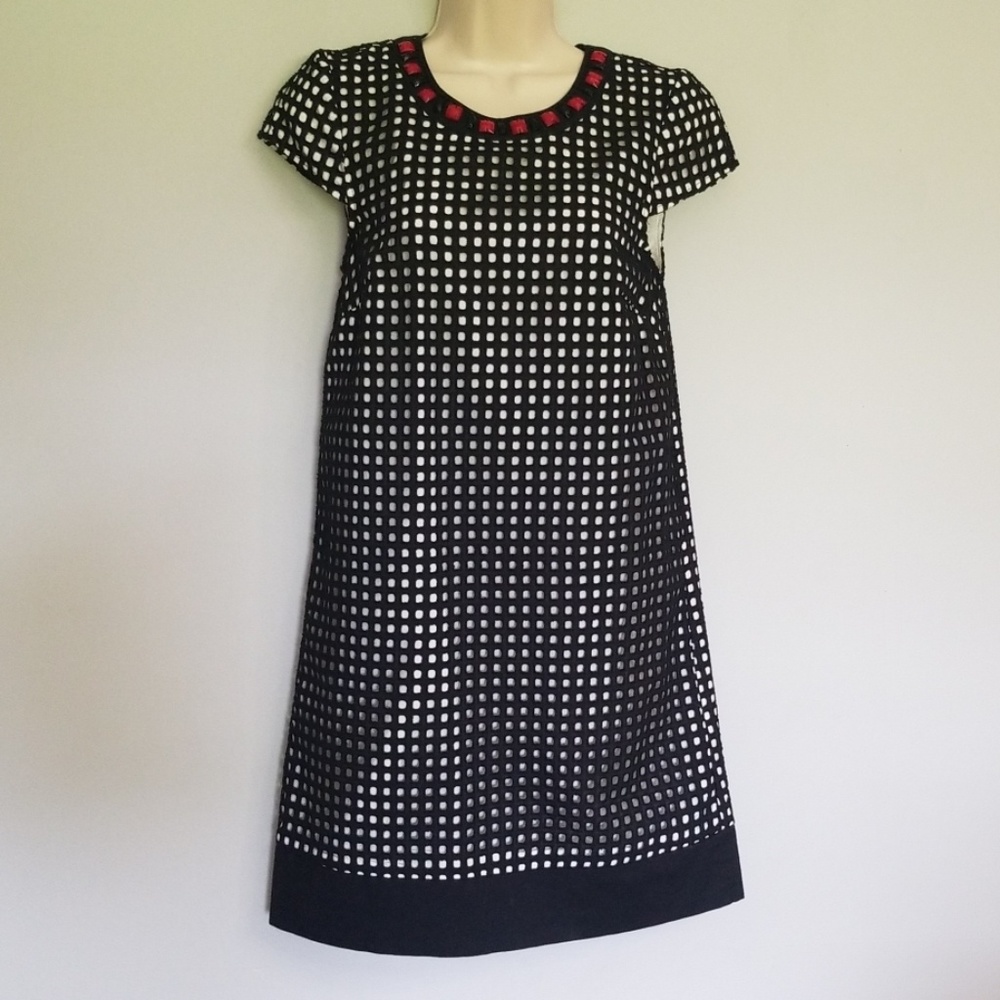 Kensie Black & White Layered Checked Dress XS